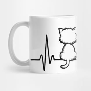 Cat and Dog Heartbeat line Mug